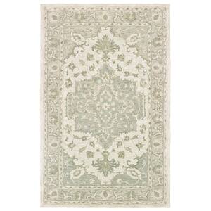 Hand-Tufted Wool Medallion Indoor Area Rug LR81288 5 ft. x 7 ft. 9 in. Sea Green/Gray