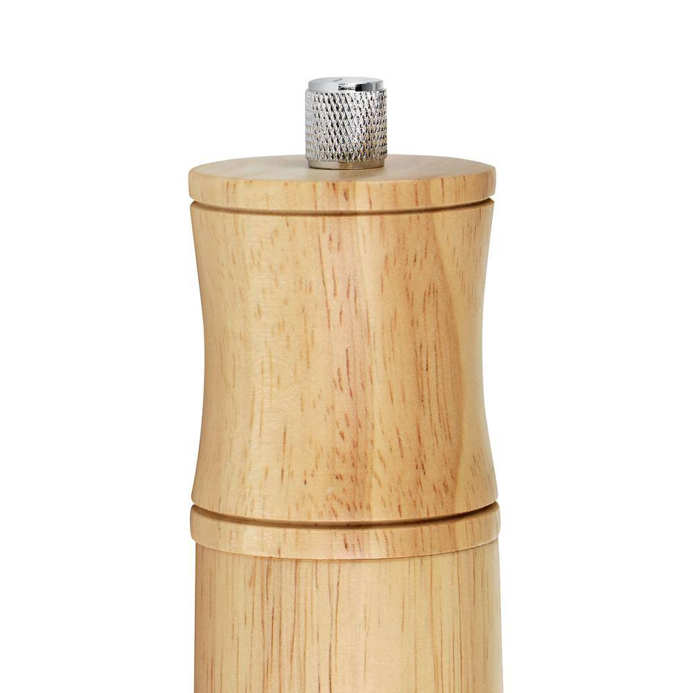 9-Inch Brown Rubberwood Pepper Grinder with Steel Core