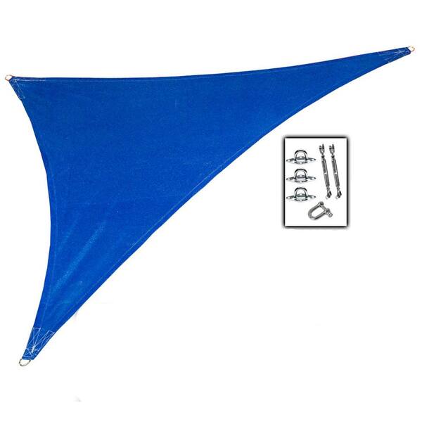 Coolaroo 15 ft. x 12 ft. x 10 ft. Cobalt Blue Right Triangle Ultra Shade Sail with Kit