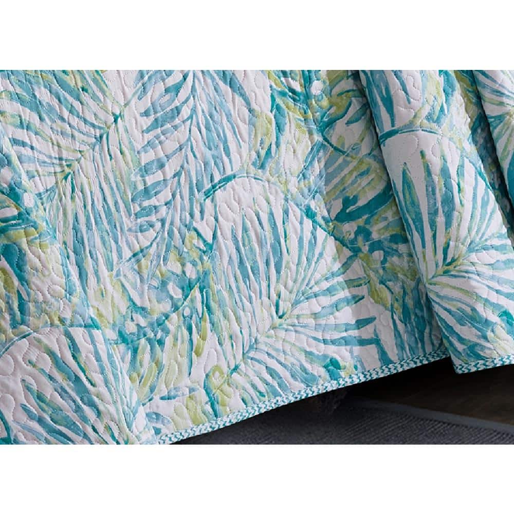Tropical Blue Microfiber Full/Queen Reversible Quilt Set