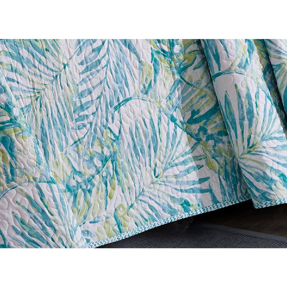 Tropical Blue Microfiber Reversible Twin Quilt Set