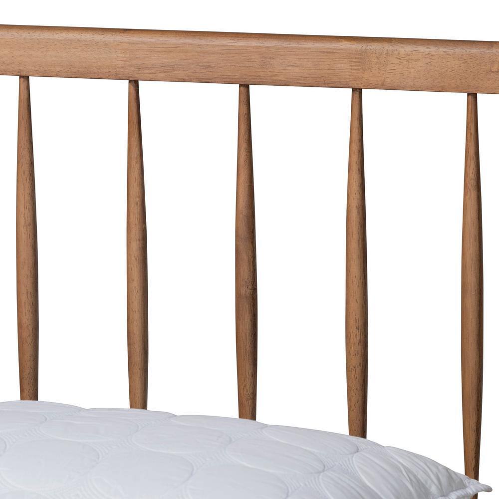 Ash Walnut Full Size Platform Bed with Spindle Headboard