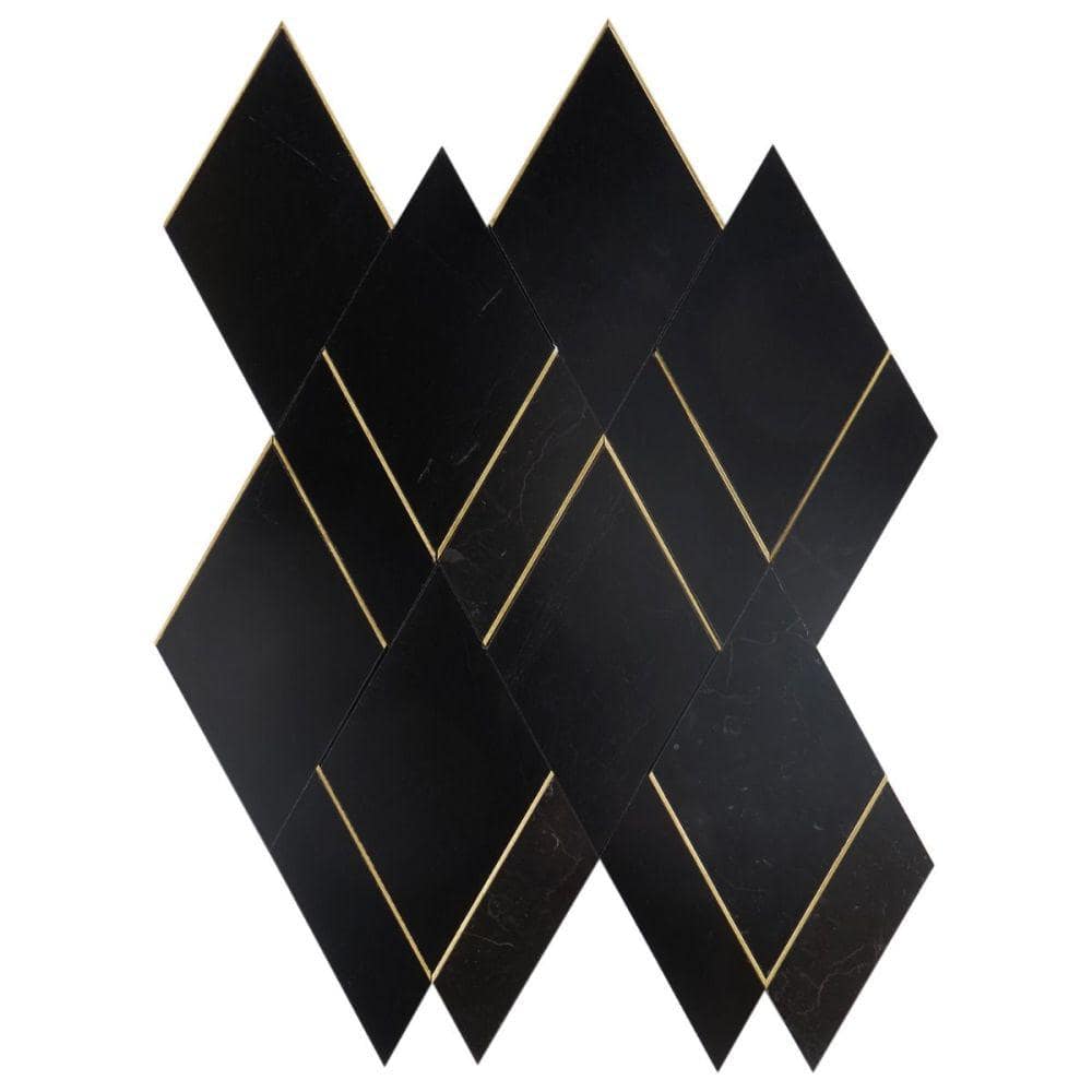 Mehko Nero 4 in. x 0.39 in. Polished Marble and Brass Wall Tile Sample price history on PriceWatchPro