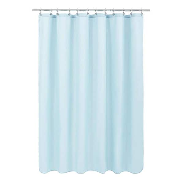 Solid Eva 71 in. x 78 in. Light Blue Bath Shower Curtain