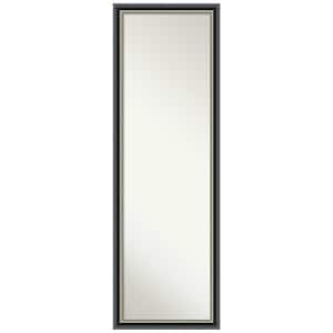 Theo Black Silver 16.75 in. x 50.75 in. Non-Beveled Modern Rectangle Wood Framed Full Length on the Door Mirror in Black