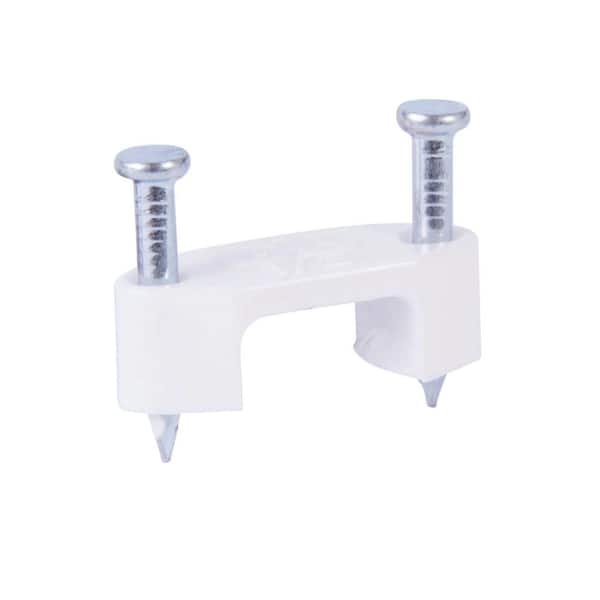 WHITE 15 MM PREMIUM GRADE POLYMER CABLE  CLIPS WITH MASONRY NAIL 