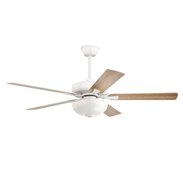 52 in. White 5-Blade Integrated LED 6-Speed Indoor Ceiling Fan with Light Kit and Remote Control