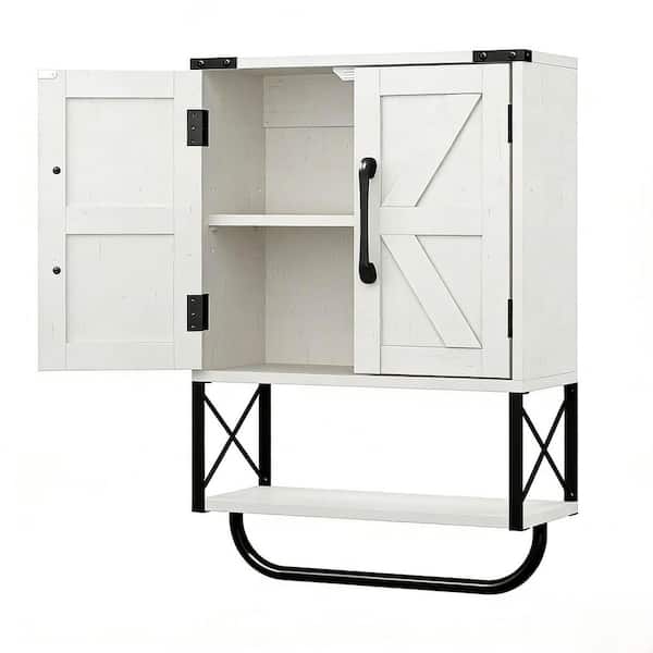 15.3 in. W x 22.8 in. H Wood Rectangular White Surface Mount Medicine Cabinet without Mirror