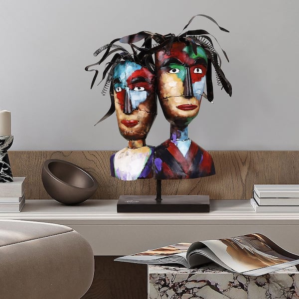 Empire Art Direct "Homme2" Mixed Media Inregular Iron Hand-Pinted Colorful Art Sculpture