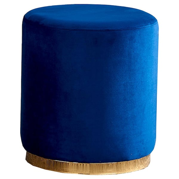 Best Master Furniture Kathy 19.5 in. H Velvet Navy Metal Round Stool
