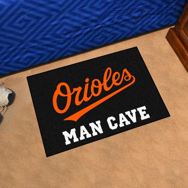Baltimore Orioles Man Cave Black 1.5 ft. x 2.5 ft. Starter Area Rug