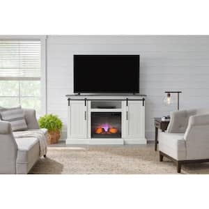 Home Decorators Collection Hillrose 52 in. Freestanding Electric Fireplace TV  Stand in White with Rustic Taupe Oak Top 2240FM-26-201 - The Home Depot