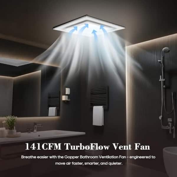 11.8 in. LED Semi-Flush Mount Bathroom Exhaust Fan 1.0 Sone 141 CFM Quiet Ventilation for 10 x 10 Ceiling