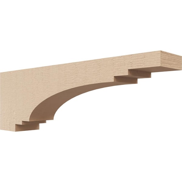 Ekena Millwork 2 in. x 4 in. x 12 in. Series 3 Thin Pescadero Rough Cedar Woodgrain Timberthane Polyurethane Corbel, Primed Tan