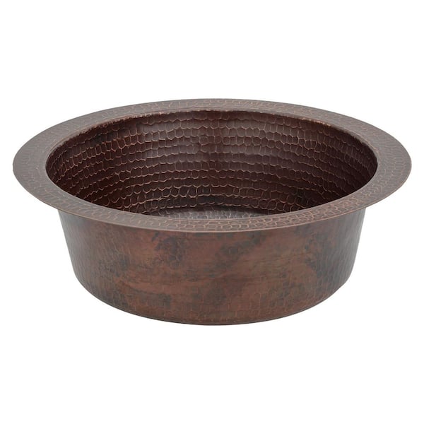 Bronze 16 Gauge Copper 12 in. Dual Mount Round Bar Sink