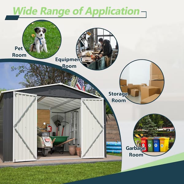 Thanaddo 10 ft. W x 10 ft. D Outdoor Metal Tool Storage Shed with