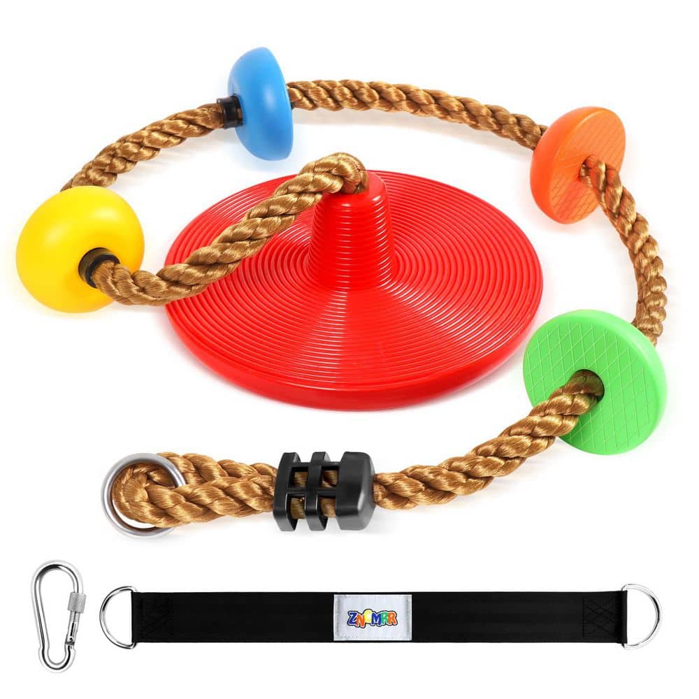 Red Climbing Rope with Platforms and Disc Swing Seat Set Playground Accessories Including Bonus Hanging Strap price history on PriceWatchPro