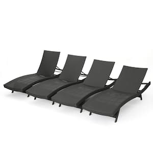 Miller Grey 4-Piece Faux Rattan Adjustable Outdoor Chaise Lounge