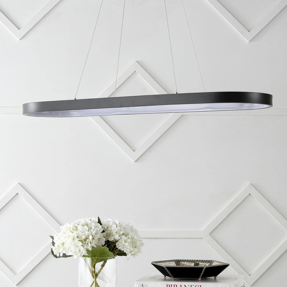 Nolan 38.75" Satin Black Modern Bohemian LED Linear Pendant