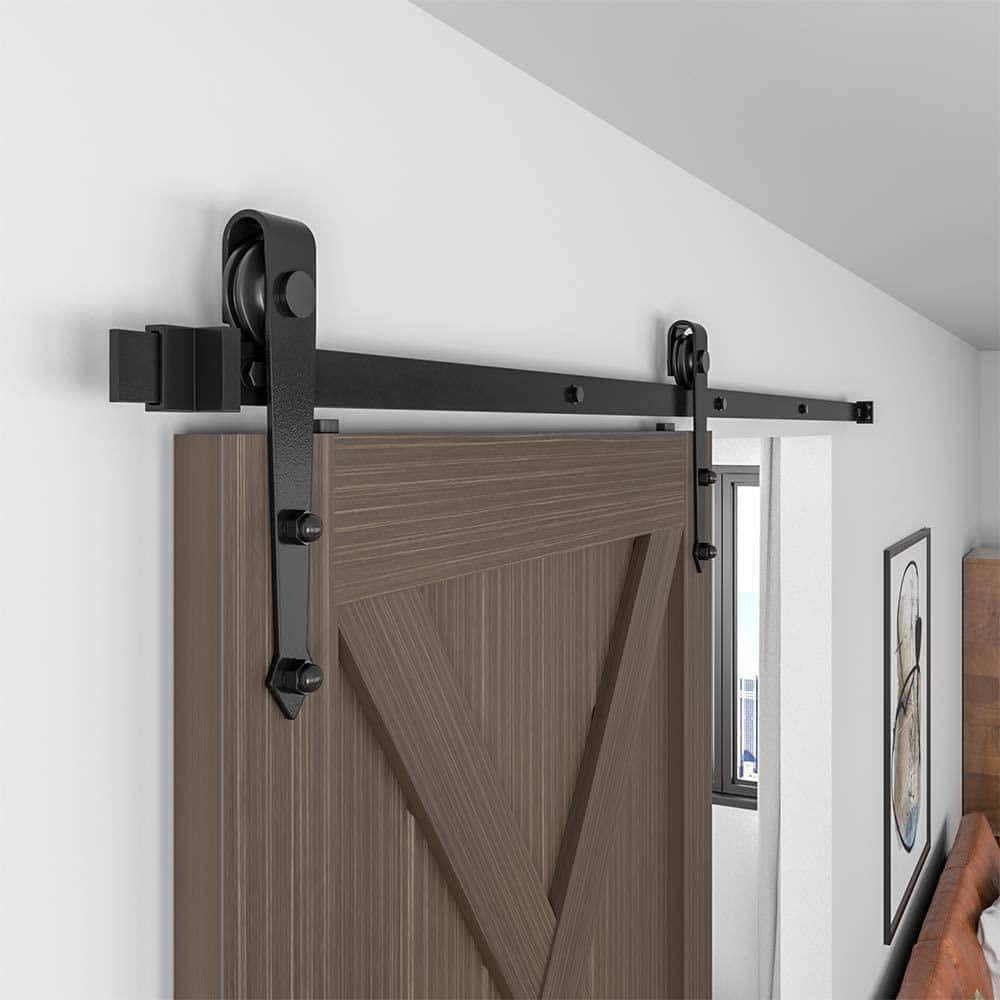 60-inch Matte Black Steel Sliding Barn Door Hardware Kit