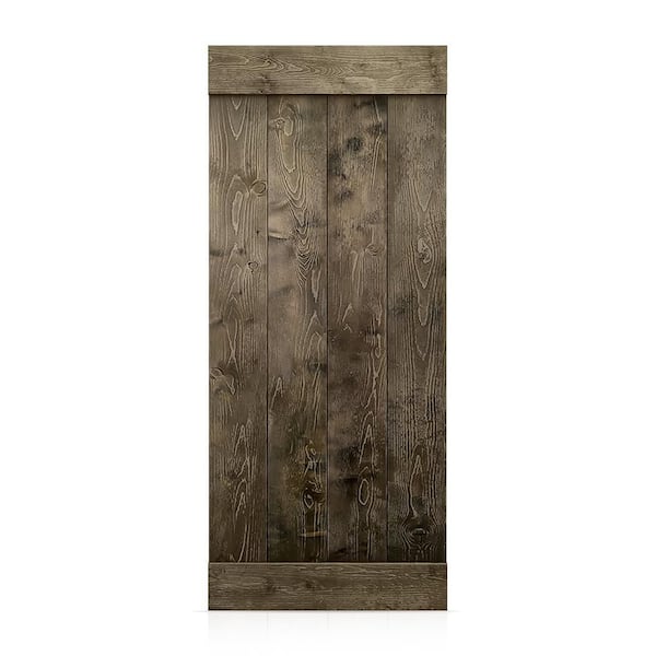CALHOME 32 in. x 58 in. Espresso Solid Pine Wood Bathroom Stall Partition Door Slab