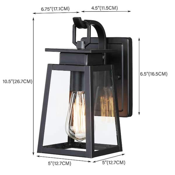 Pia Ricco 1-Light Black Outdoor Wall Lantern E26 Base Max 60-Watt (4-Pack)