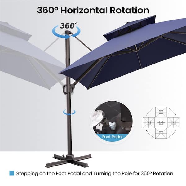 11 offset patio umbrella navy blue black pole threshold Best Choice Products 10ft Cantilever Hanging Market Umbrella, 8 Sturdy Ribs, Easy Adjustment foot umbrella 11' Foot Aluminum Patio Umbrella,