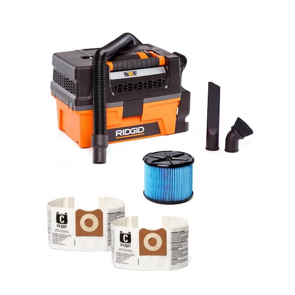 3 Gal. 5.0 Peak HP NXT Shop Vacuum HD0300 Wet Dry Vac with Fine Dust Filter, Dust Bags, Expandable Hose and Accessories