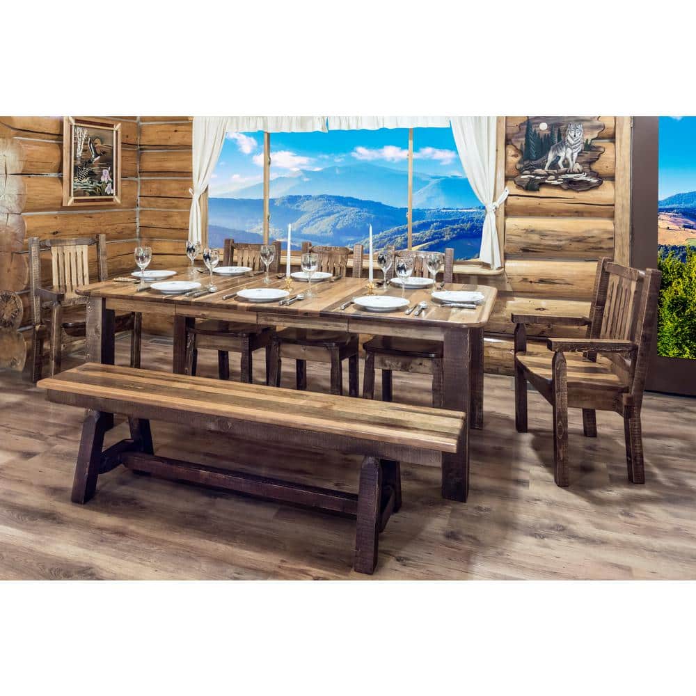 Early American Reclaimed Pine Extendable Dining Table Seats 8