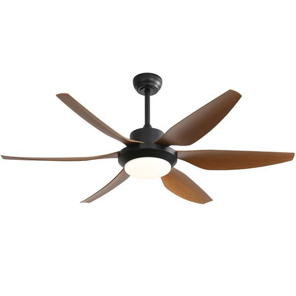 Sofucor 54 in. Integrated LED Indoor/Outdoor Black Ceiling Fan with Light Kit and Remote Control