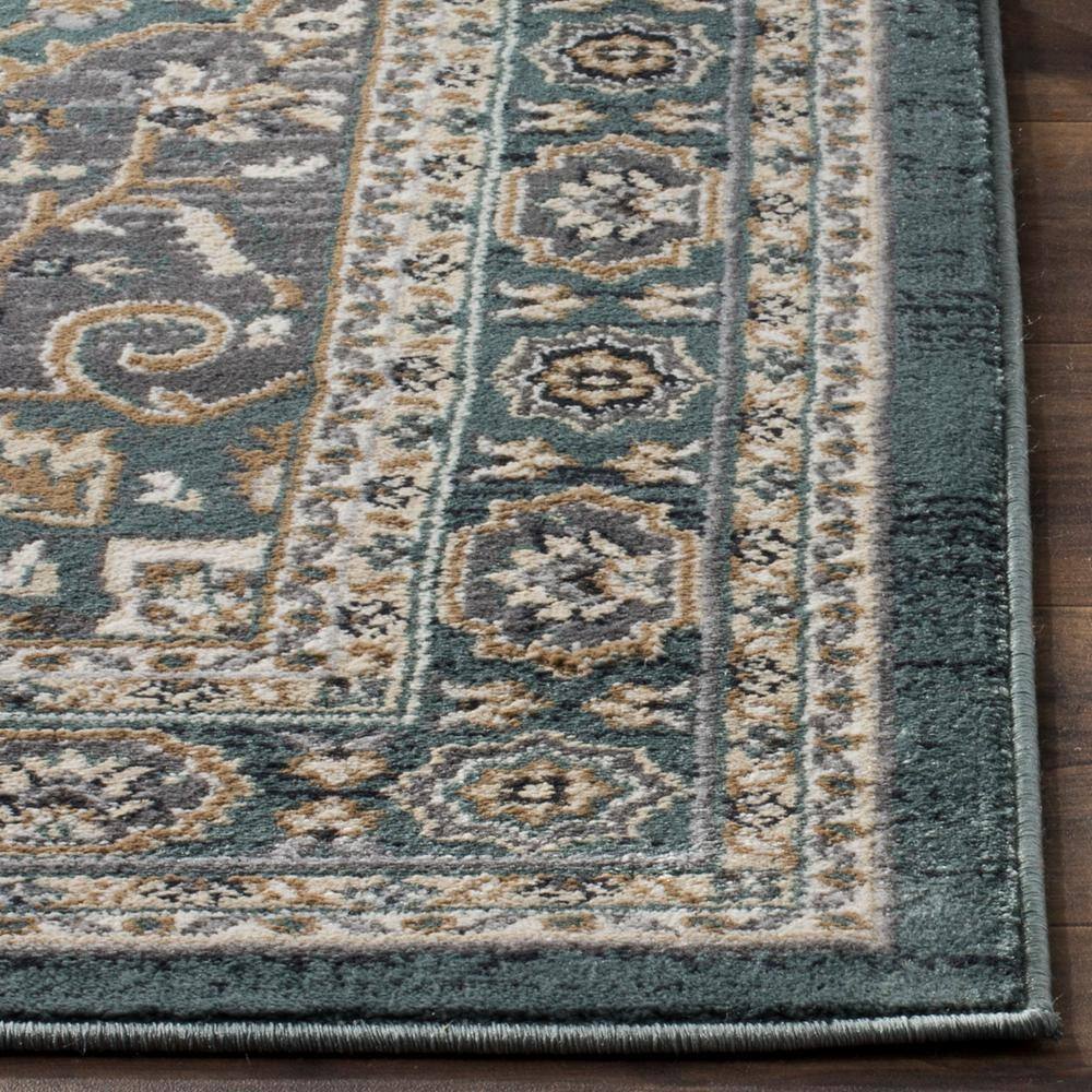 Teal and Grey 6' x 9' Traditional Synthetic Area Rug