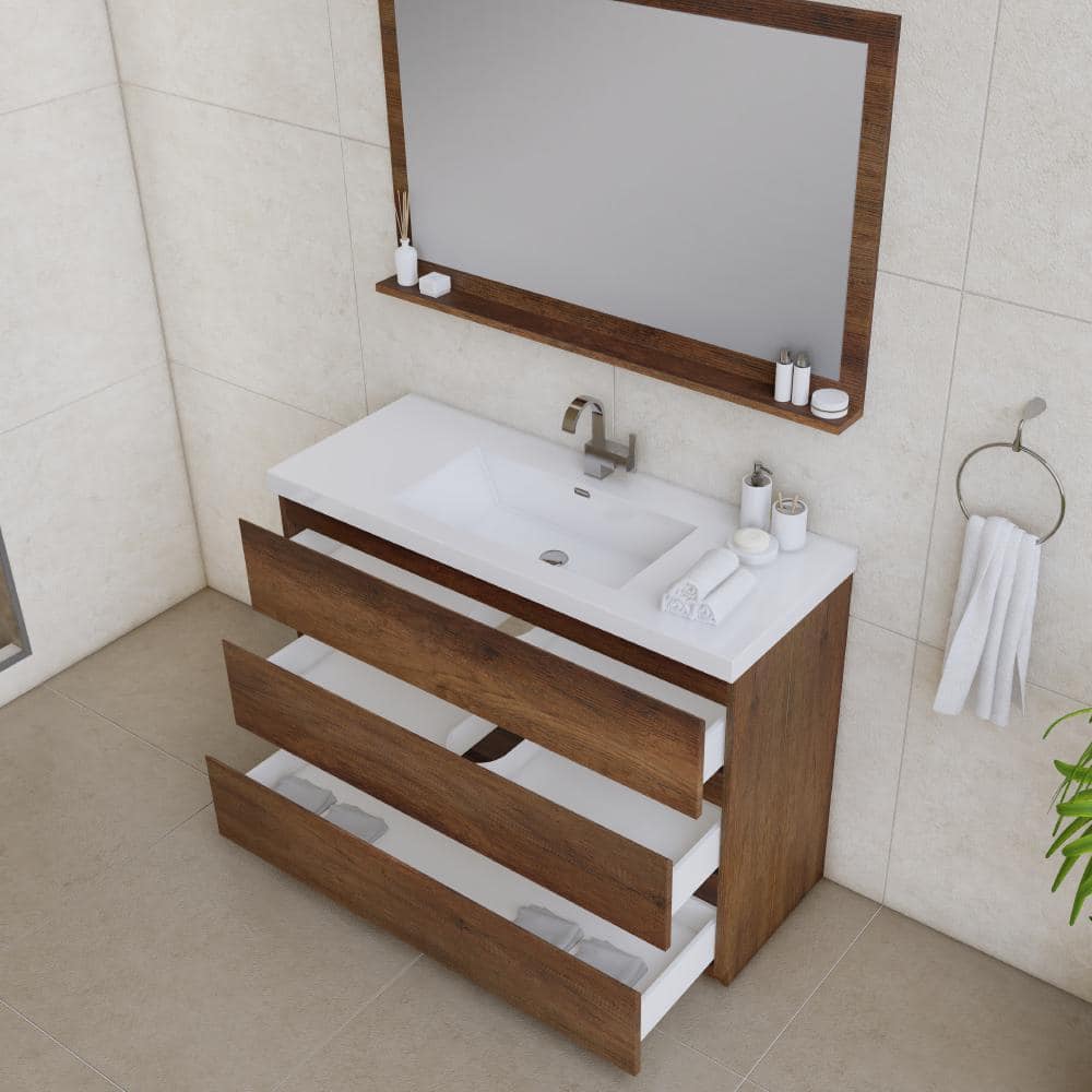 Paterno 48" Rosewood Modern Bathroom Vanity with White Acrylic Top