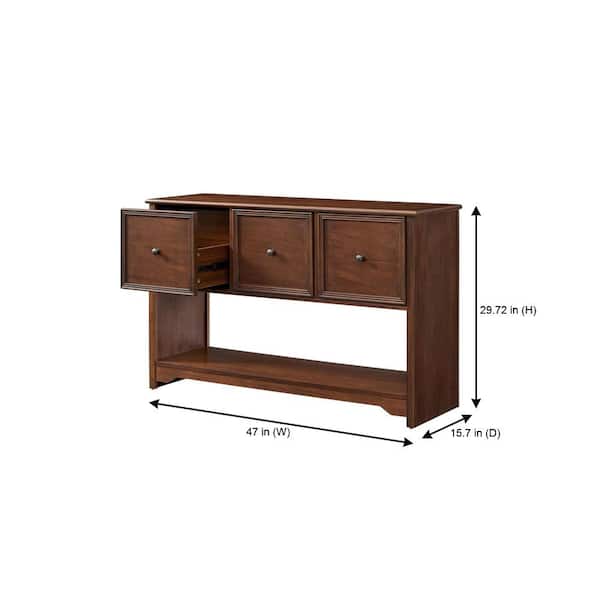 Bradstone 3 Drawer Walnut Brown Wood Lateral File Cabinet