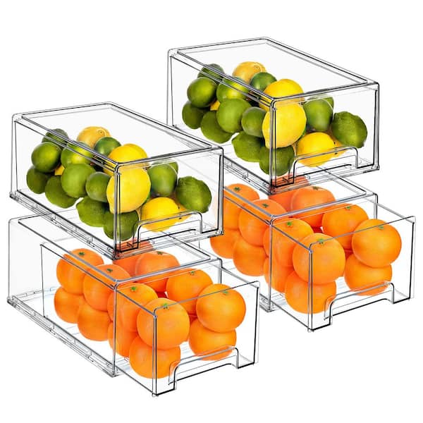 Sorbus 4-Pack Large Clear Pull Out Fridge Drawers, Stackable Food Storage Containers, and Organizer Bins for Kitchen