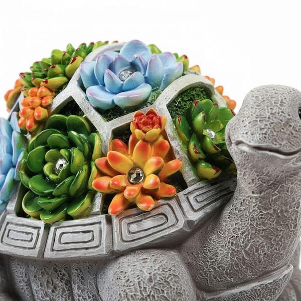 Gray Turtle series solar garden outdoor turtle statue with 7 LED