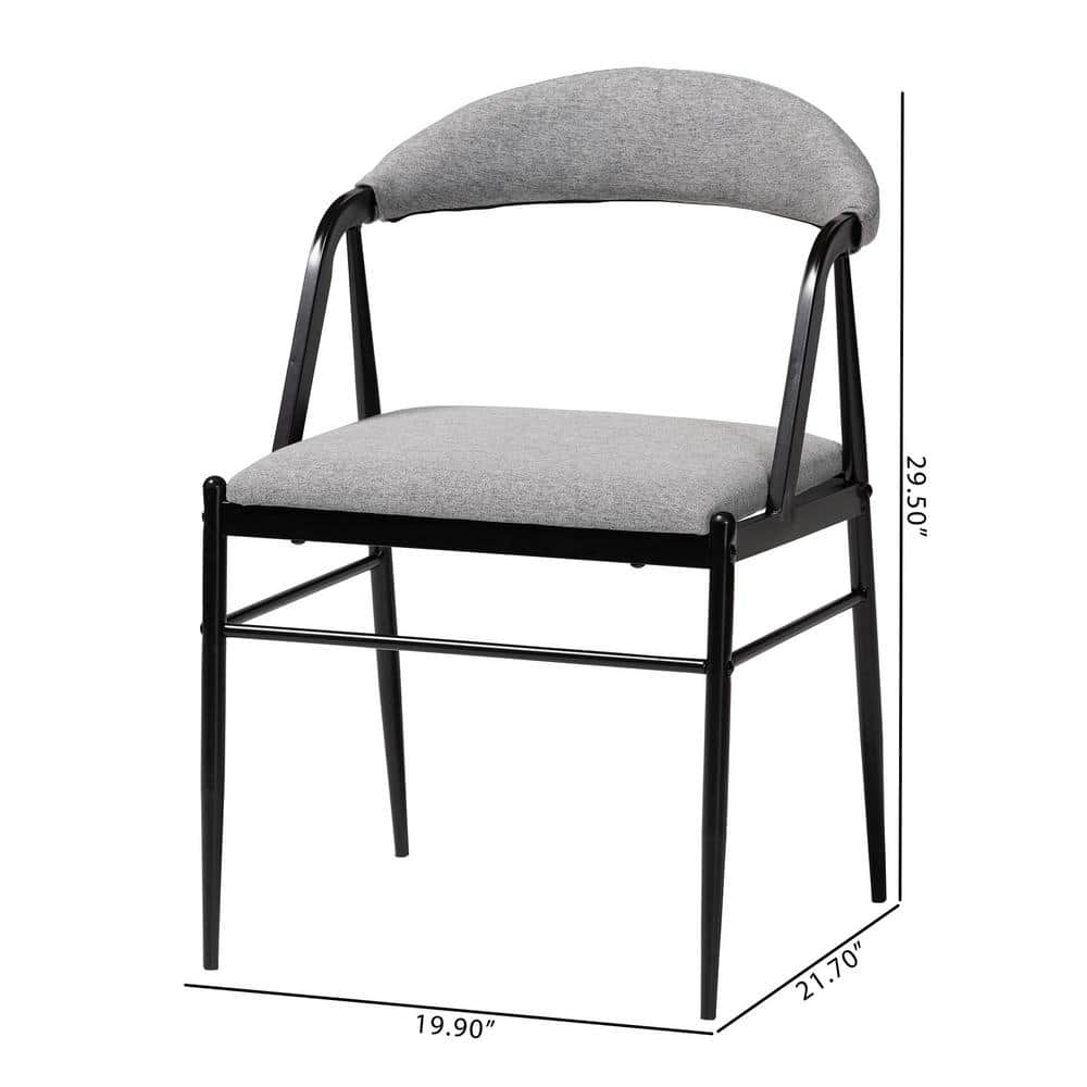 Orrin Gray Fabric and Black Metal Dining Chair Set of 4