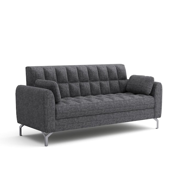 Furniture of America Winterwood 73.75 in. W Straight Arm Chenille Rectangle Sofa in Gray