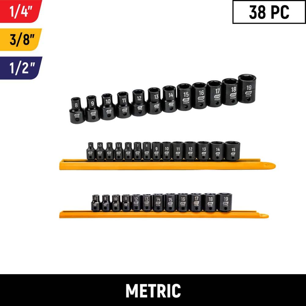 38-Piece Metric 6-Point Standard Impact Socket Set