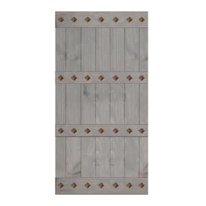 Mid-Century Style 42 in. x 84 in. French Gray Finished DIY Knotty Pine Wood Sliding Barn Door Slab