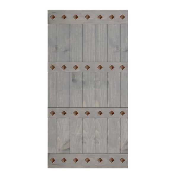 ISLIFE Mid-Century Style 42 in. x 84 in. French Gray Finished Solid Wood Sliding Barn Door Slab - Hardware Track NOT Included