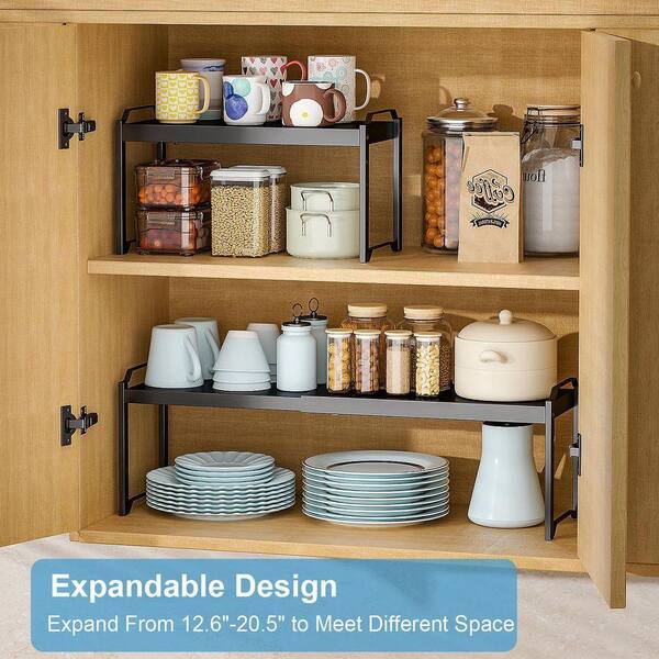 Lynzavix Expandable 2-Shelf Black Adjustable Stackable Metal