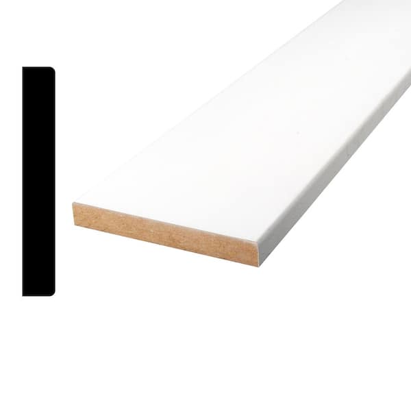 Alexandria Moulding 1/2 in. x 4 in. x 8 ft. Primed MDF S4SE2E Board