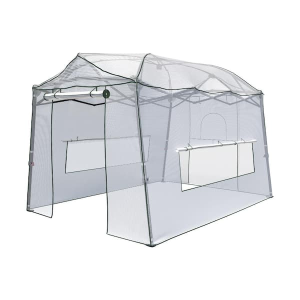 11.2 ft. x 8.5 ft. x 8 ft. Walk-in Greenhouse, Portable Pop-Up with Adjustable Heights and Durable PE Cover