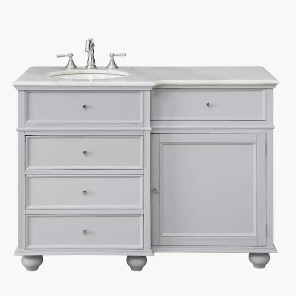 Home Decorators Collection Hampton Harbor 48 in. W x 22 in. D x 35 in. H Bath Vanity in Dove Grey with White Marble Vanity Top