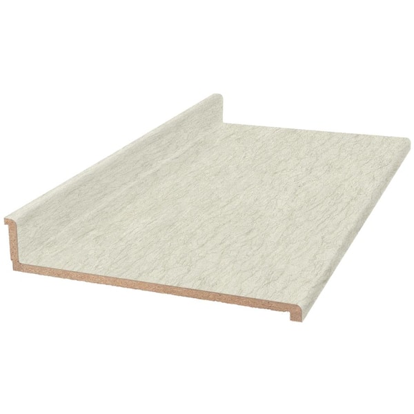 Hampton Bay 10 ft. Straight Laminate Countertop in Textured White Cascade with Waterfall Edge and Integrated Backsplash