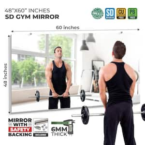 Large Fitness Center Mirror 1/4 in. Thick, Safety-Backed, 48 in. W x 60 in. H