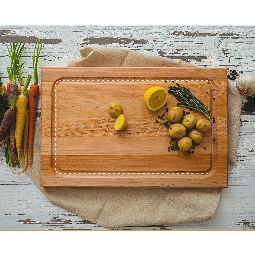 Maple Wood 18" x 12" Reversible Cutting Board with Juice Groove