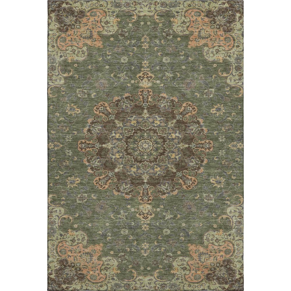 Mayfield Premium Machine Washable Abstract AMF2489 Olive 9 ft. x 12 ft. Area Rug price history on PriceWatchPro