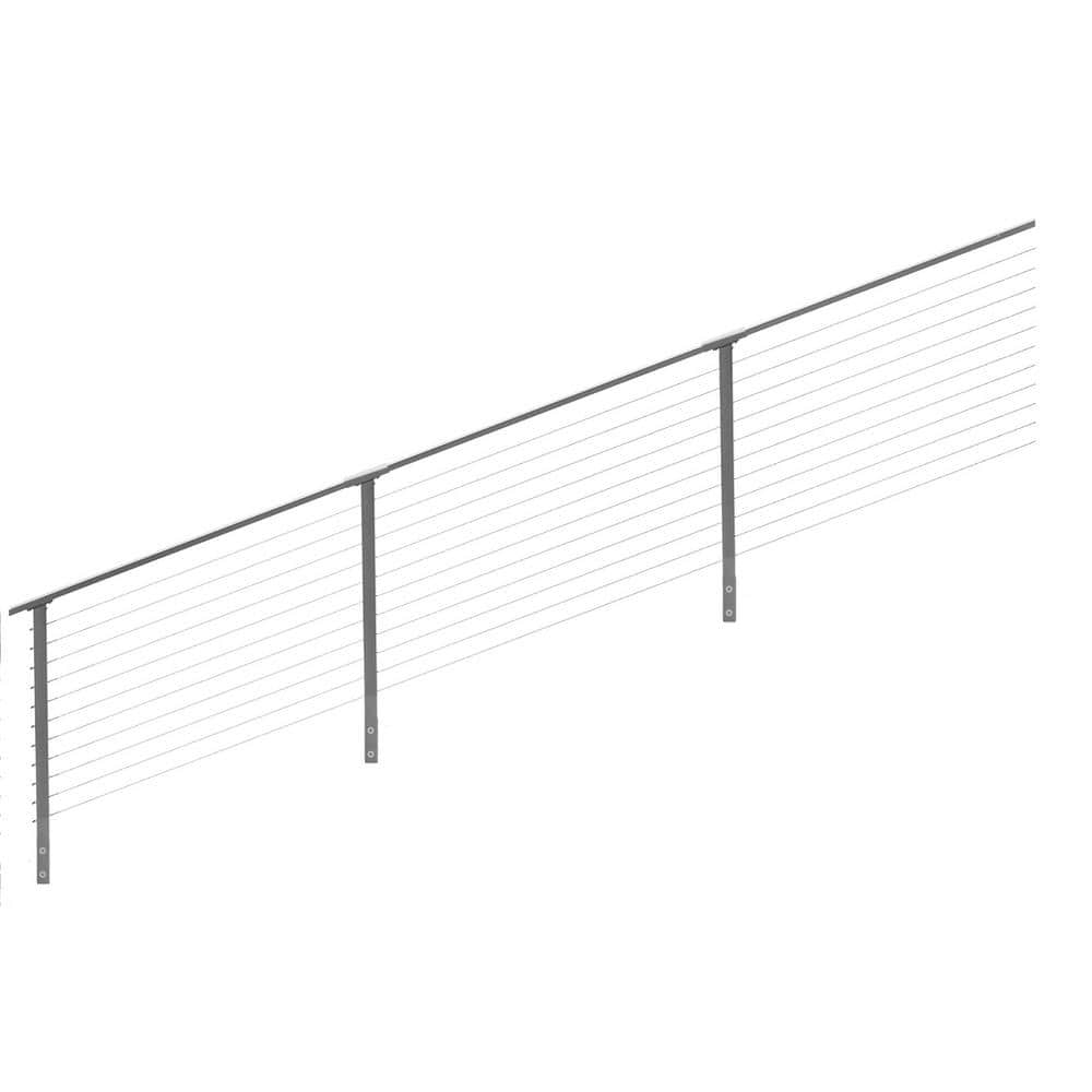 CityPost 24 ft. x 36 in. Grey Stair Cable Railing, Face Mount CP-24-G-S ...