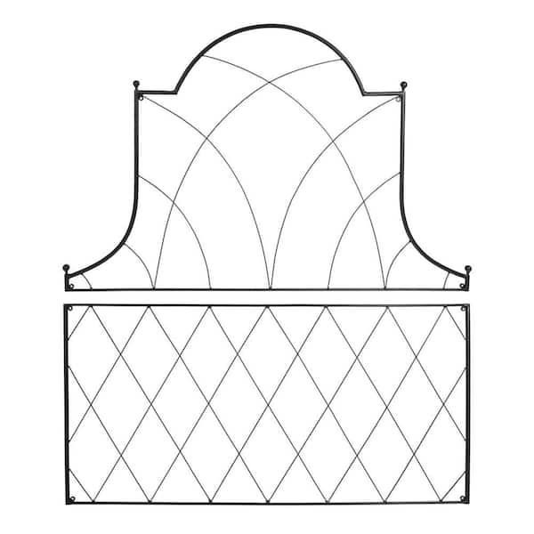 Achla Designs Traditional Somerset Decorative Garden Trellis of 2 Pieces, 53 in. Tall, Black Powder Coat Finish
